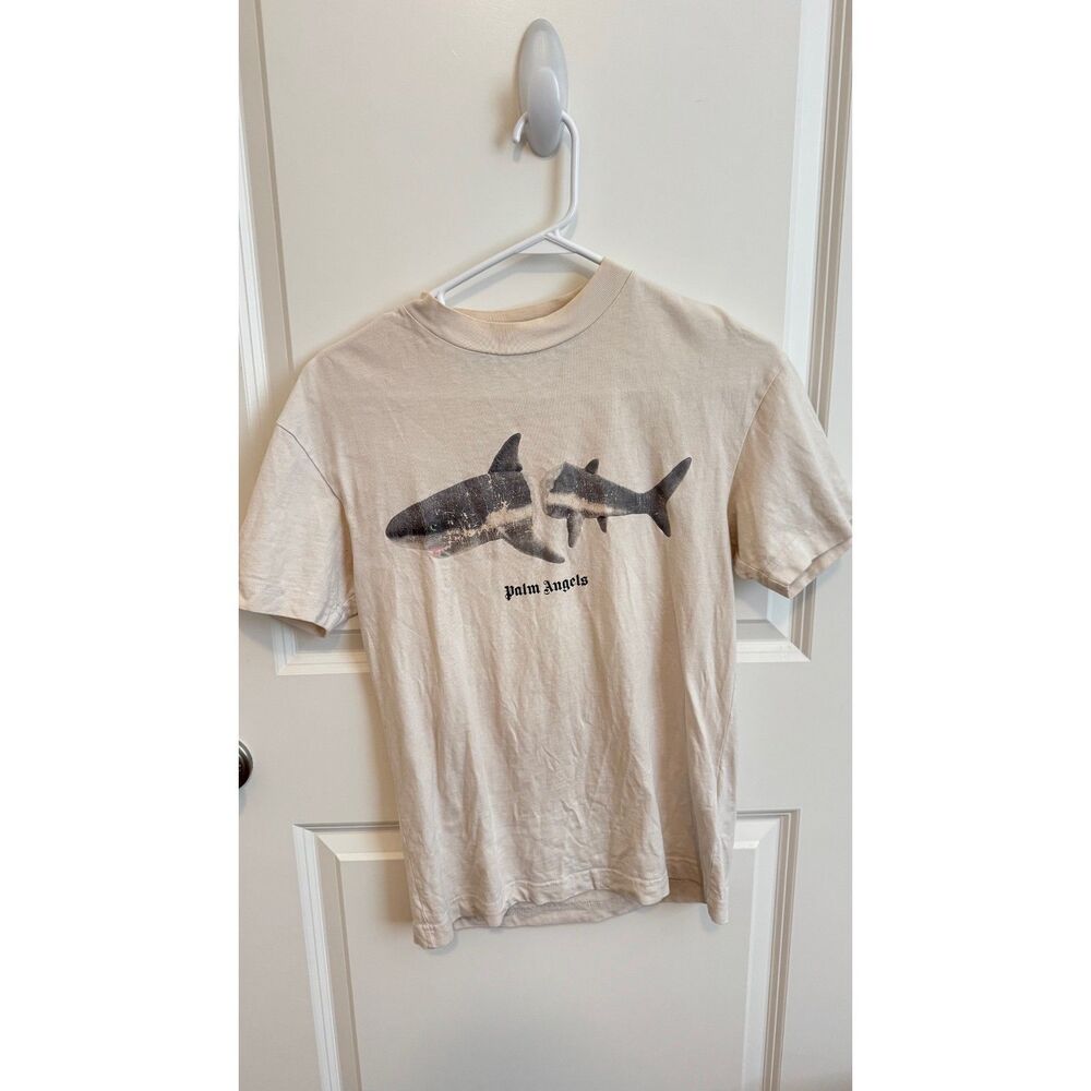 Palm Angels Shark T-Shirt white Graphic Tee Black Logo Streetwear